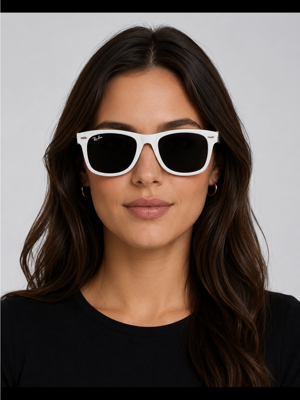 Authentic Ray-Ban White Frame Sunglasses with Black Lenses